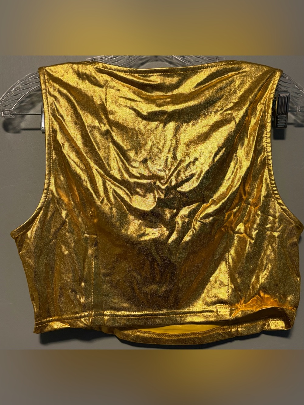 Allegra K Metallic Gold Top - Picture 3 of 3